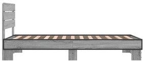 Estrutura de cama derivados de madeira e metal cinzento sonoma