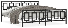 vidaXL Estrutura de cama com cabeceira e pés 183x213 cm metal preto
