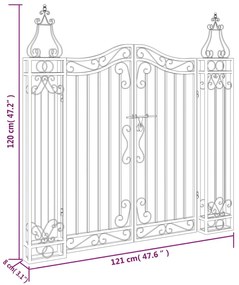 Portão de jardim 121x8x120 cm ferro forjado preto