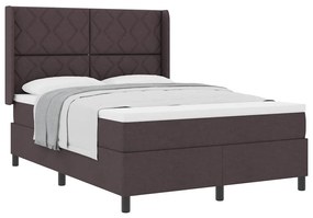 Cama Box com Colchão Marrom Escuro 140x190 cm em Tecido