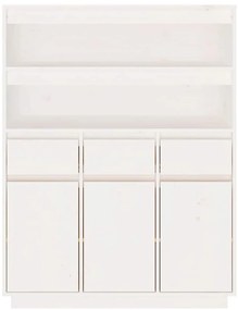 Aparador alto 89x40x116,5 cm madeira de pinho maciça branco