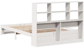 Cama com estante sem colchão 150x200 cm pinho maciço branco