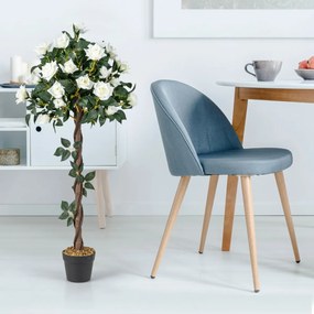 Planta artificial de rosas brancas com vaso, trepadeiras e musgos realistas para decoração interior e exterior, 120 cm