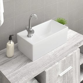 242570 vidaXL Lavatório 48x25x15 cm cerâmica branco