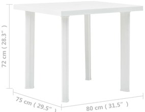 Mesa de jardim 80x75x72 cm plástico branco