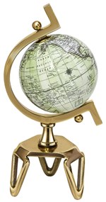 Globo geográfico mundial de 18 cm com suporte de metal em formato de triângulo decorativo antigo e giratório S