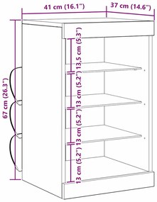 Sideboard vidaXL com Luzes LED Carvalho Artesanal 41x37x67 cm