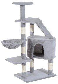 PawHut Arranhador Gatos Postes Escadas Caverna Rede Plataformas Sisal Natural Centro Atividades Confortável 55x40x125 cm | Aosom Portugal