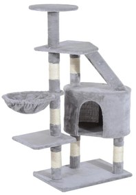 PawHut Arranhador para Gatos com Postes Escadas Caverna Espaçosa Rede Plataformas Centro de Atividades Sisal Natural 55x40x125cm | Aosom Portugal