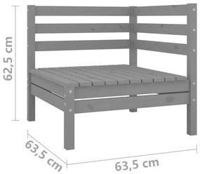 Sofá de 2 lugares para jardim pinho maciço cinzento