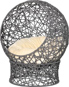 Cesto para gatos, cama elevada, aconchegante, tipo casota ou compartimentos abertos, 50 x 50 x 60 cm, com almofada macia em tom creme incluída, corda
