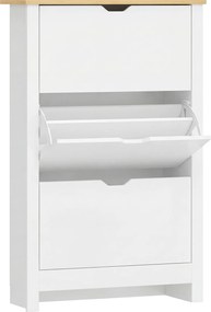 HOMCOM Sapateira Branca Estreita Armário Sapateiro Alto com 3 Gavetas para 12 Pares de Sapatos para Corredor 72x26x112 cm | Aosom Portugal