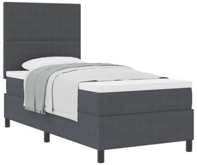 Cama Box Spring com Colchão Cinza Escuro 90x200 cm Tecido Veludo Cordu