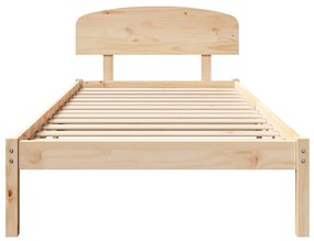 Estrutura de Cama com Cabeceira 75x190 cm Madeira Maciça de Pinho