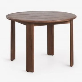 Mesa De Jardim Redonda Ø110 Cm Em Madeira De Acácia Uleno Castanho-acácia Escuro - Sklum