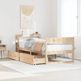 vidaXL Cama sem colchão 75x190 cm madeira de pinho maciça
