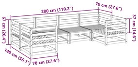 6 pcs conjunto sofás de jardim madeira de pinho maciça