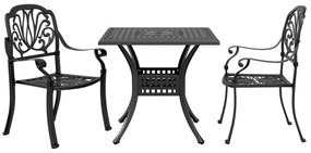 vidaXL 3 pcs conjunto de bistrô alumínio fundido preto