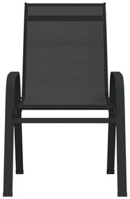 Cadeiras de jardim empilháveis 4 pcs textilene preto