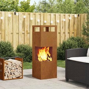 vidaXL Fire Pit Castanho 35 x 35 x 100 cm Aço corten