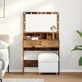 vidaXL Mesa de vestir Madeira antiga Aglomerado