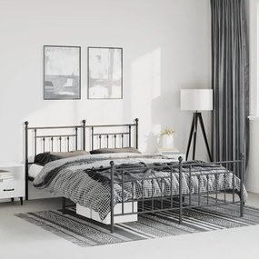 Estrutura de cama com cabeceira e pés 150x200 cm metal preto