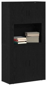 Highboard Preto Carvalho 80x33x150 cm Madeira de engenharia