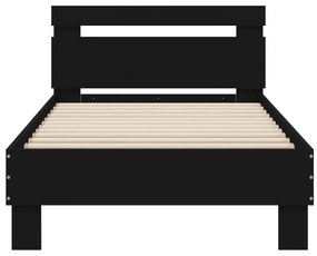 Estrutura cama cabeceira 75x190 cm derivados de madeira preto