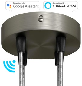 SMART cylindrical metal 4-hole ceiling rose kit - compatible with voice assistants - Conical / Titânio escovado