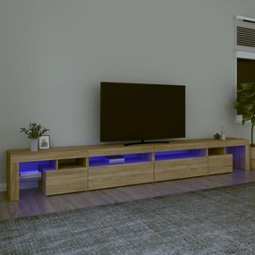 vidaXL Móvel de TV com luzes LED 290x36,5x40 cm carvalho sonoma