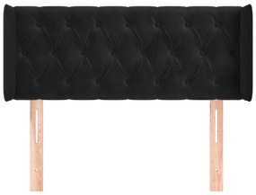 Cabeceira de cama c/ abas veludo 103x16x78/88 cm preto