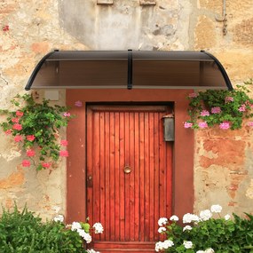 Toldo porta ou janela de Entrada, 197 x 89 x 24 cm, Proteção UV, Castanho
