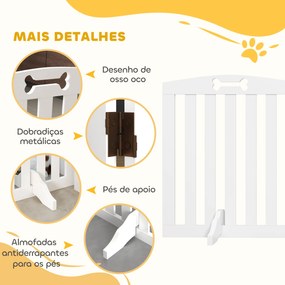 Barreira de Segurança Dobrável para Cães 155 cm Vedação para Cães Médios de 3 Painéis com Pés Removíveis 155x30x61 cm Branco