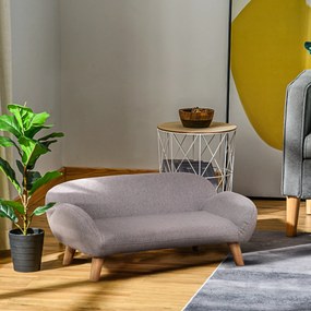 Sofá para animais de estimação em estilo escandinavo, com pés cónicos em madeira e estofo em tecido, 72 x 44 x 31 cm - cinzento
