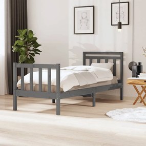 Estrutura cama solteiro 90x190 cm madeira maciça cinzento