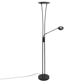Candeeiro de pé moderno preto com braço de leitura LED - Ibiza Moderno