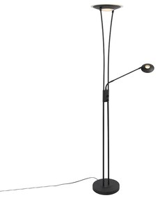 Candeeiro de pé moderno preto com LED com braço de leitura - Ibiza Moderno