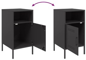 Mesas de cabeceira 2 pcs 36x39x68 cm aço preto