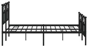 Estrutura de cama com cabeceira e pés 140x190 cm metal preto