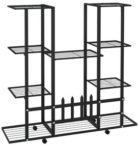 Suporte de vasos c/ rodas 94,5x24,5x91,5 cm ferro preto