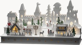Decoração de Natal LED em madeira de choupo com temporizador Castle