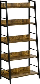 HOMCOM Estante Estilo Industrial Inclinada 5 Prateleiras 70x35x150 cm Castanho | Aosom Portugal