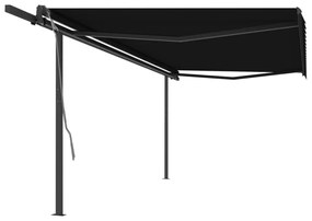 vidaXL Toldo retrátil manual com postes 5x3 m antracite