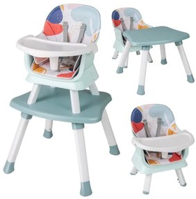 Cadeira alta para bebê 6 em 1 com cinto de 5 pontos e bandeja removível - cinza
