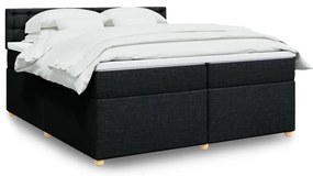 Cama com molas/colchão 200x200 cm tecido preto