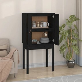 vidaXL Aparador alto 60x40x120 cm madeira de pinho maciça preto