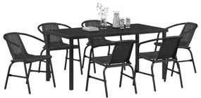 Conjunto de Jantar Jardim 7 Peças Vime Plástico Preto