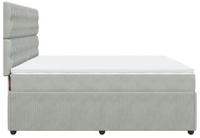 Cama com molas/colchão 180x200 cm veludo cinzento-claro
