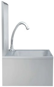 Lavatório com torneira aço inoxidável e dispensador de sabonete