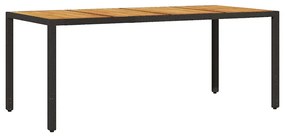 Conjunto de Jantar de Jardim com Almofadas Preto Poliratã